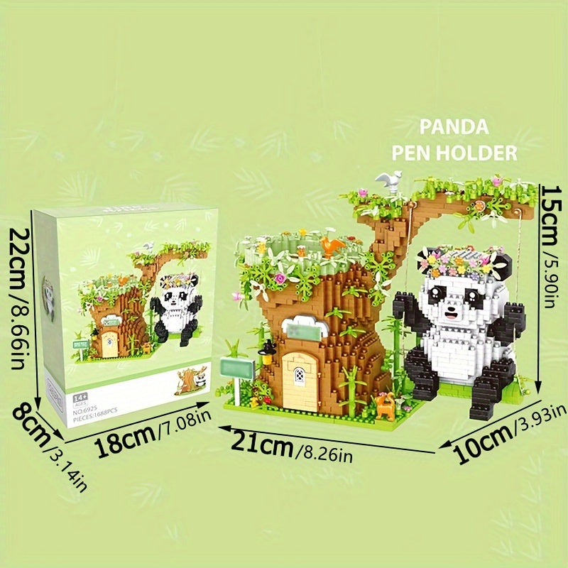 Panda Building Blocks Swing Pen Holder Puzzle Toy Gift