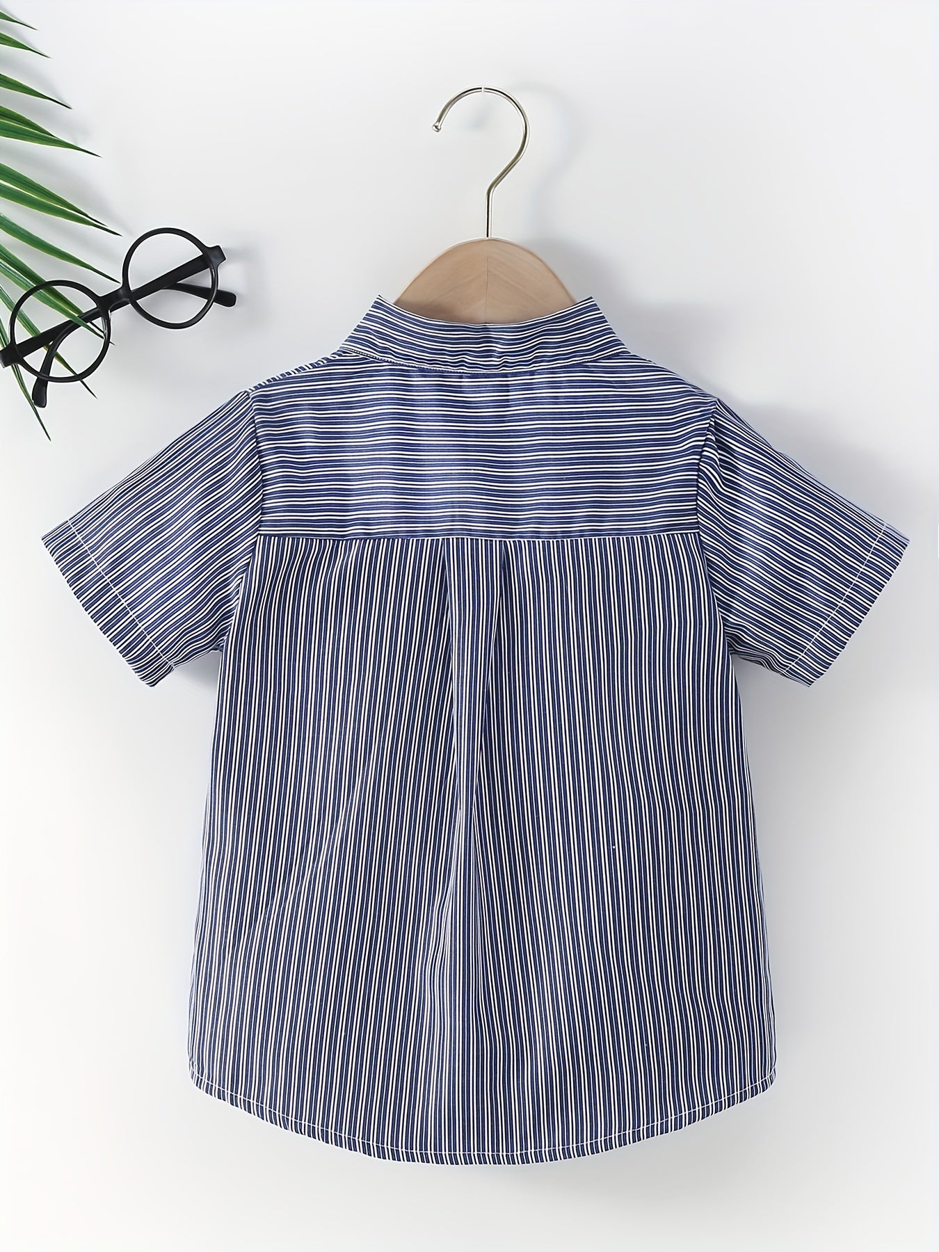 Boys Striped Casual Short Sleeve Lapel Shirt for Summer
