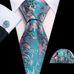 Barry Wang Men's Silk Floral Jacquard Tie Set