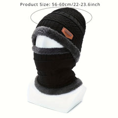 Winter Beanie Hat Scarf Set Knitted Warm Thick Ear Protection Men Women