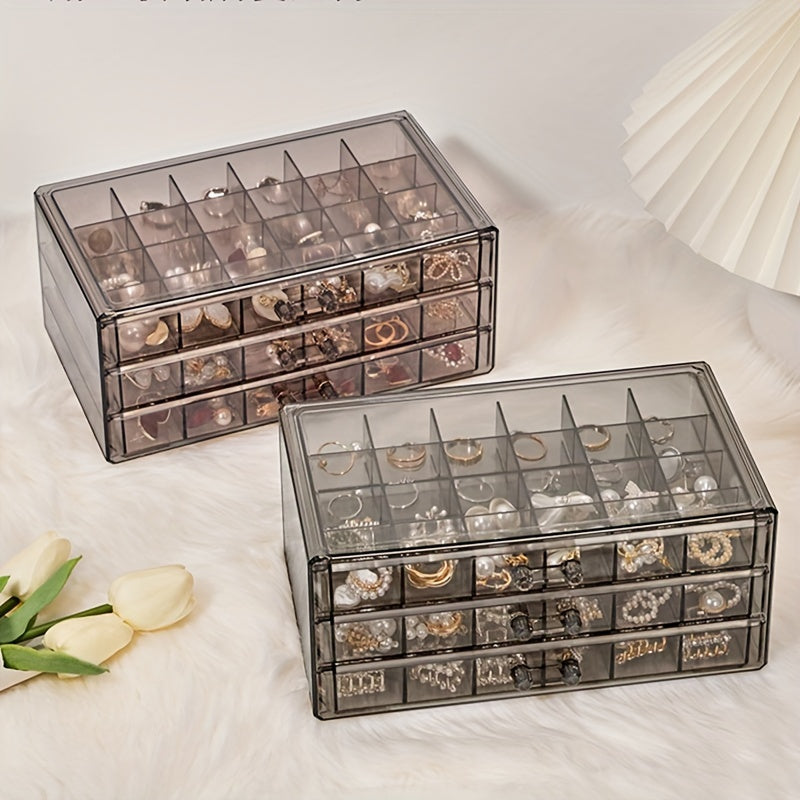 Large Capacity Transparent Jewelry Storage Box Drawer Style