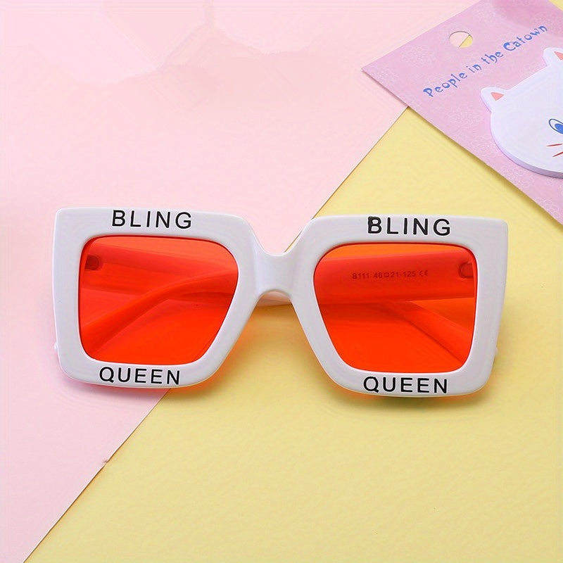 Girl's Large Frame Letter Decorated Outdoor Sunglasses