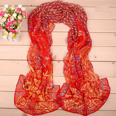 Boho Chiffon Scarf Phoenix Pattern Print Windproof Shawl