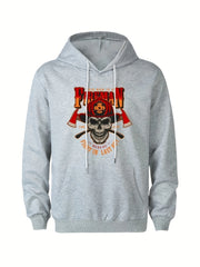 Men's Fireman Skull Graphic Hoodie Breathable Hooded Sweatshirt