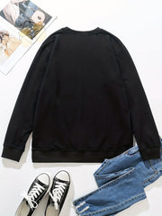 Rainbow Letter Print Pullover Sweatshirt Long Sleeve Crew Neck for Fall & Winter