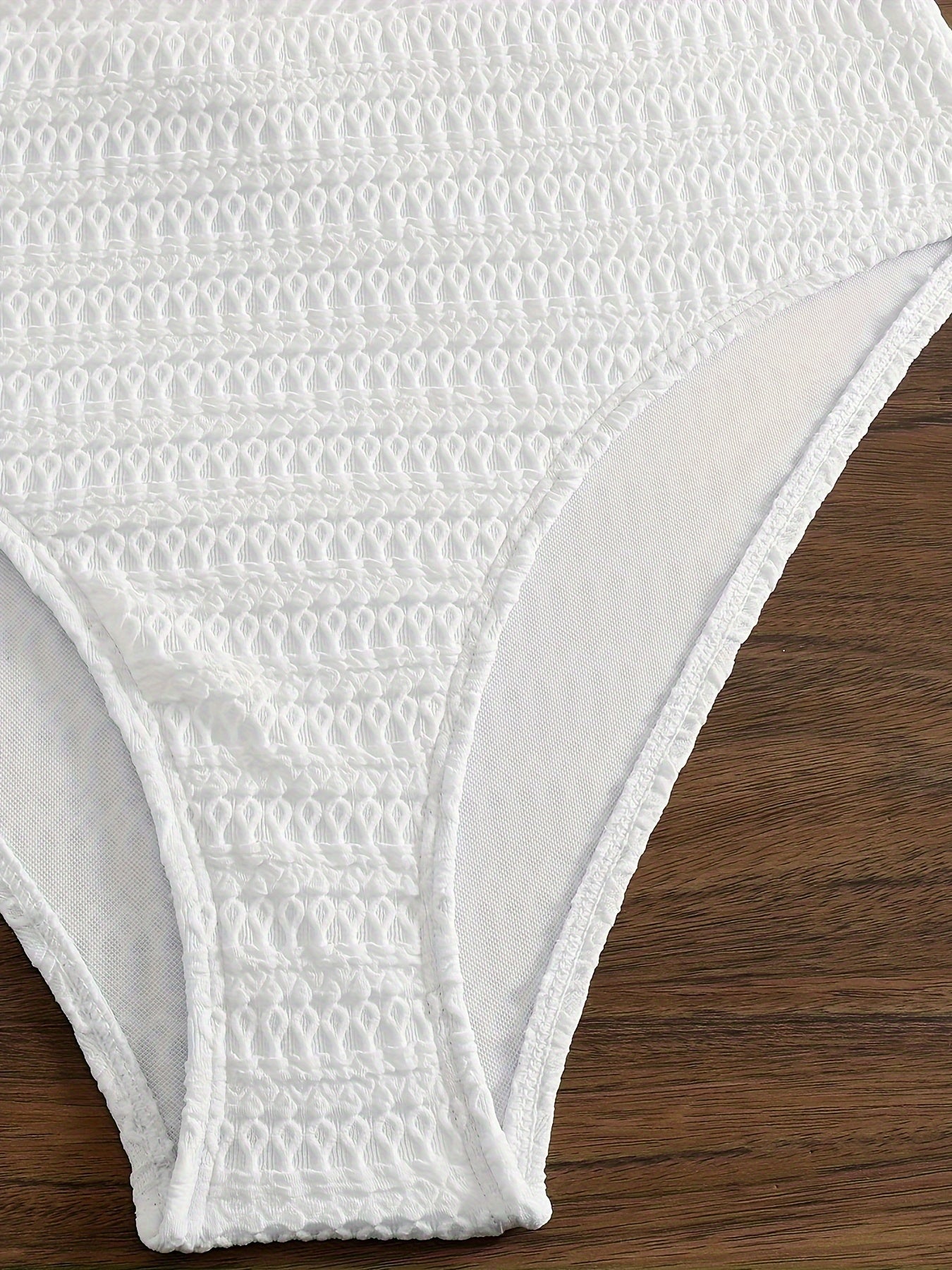 Textured Bikini Set Women's Padded Bra & High Rise Panty Swimsuit