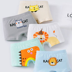 5pcs Boys Lion Print Boxer Shorts Underwear