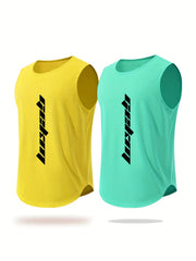 2pcs Men's Sleeveless Active Quick Dry Tank Top For Summer