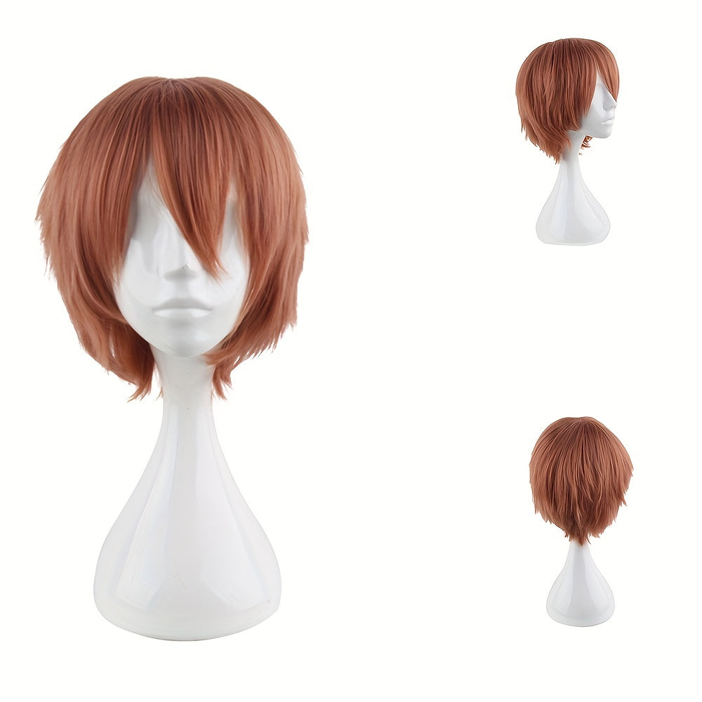 Men's 12 Inch Brown Anime Dress Up Wig Cosplay Chemical Fiber Wig