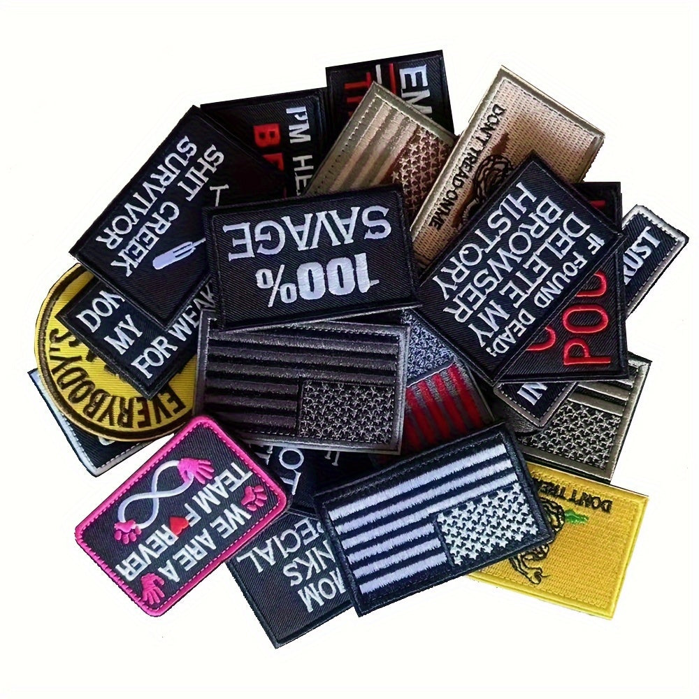 20pcs Random Hook Loop Patch Morale Patch For Backpack Clothing Jacket