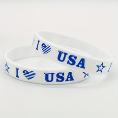 American Flag Silicone Bracelet Elastic Wristband Rubber Band 12/24pcs