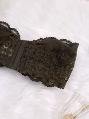 Sexy Tube Bra Women's Plus Ruched Floral Lace Strapless