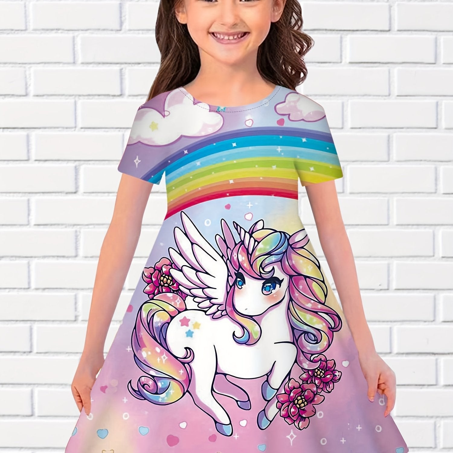 Girls Summer 3D Animal Print Princess Dress