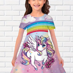Girls Summer 3D Animal Print Princess Dress