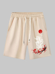 Multicolor Men's Sports Mid Length Pants with Drawstring
