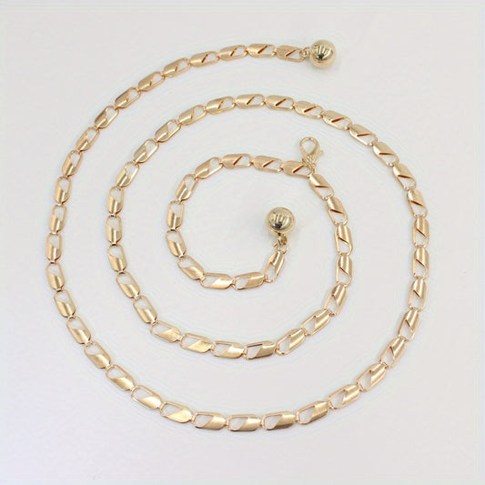 Geometric Hollow Waist Chain Stylish Metal Belt for Women