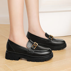 Women's Chain Decor Loafers Platform Chunky Heeled Shoes
