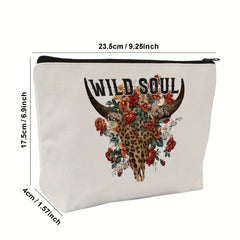 Leopard Floral Makeup Bag Toiletry Pouch for Women Girls