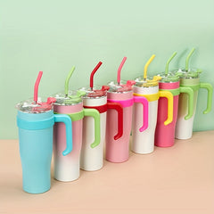 1200ml Stainless Steel Vacuum Cup With Handle, Leakproof, Straw, Outdoor Sports