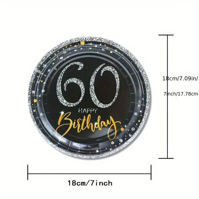 60th Birthday Party Supplies - Cheers To 60 Years Disposable Paper Plates