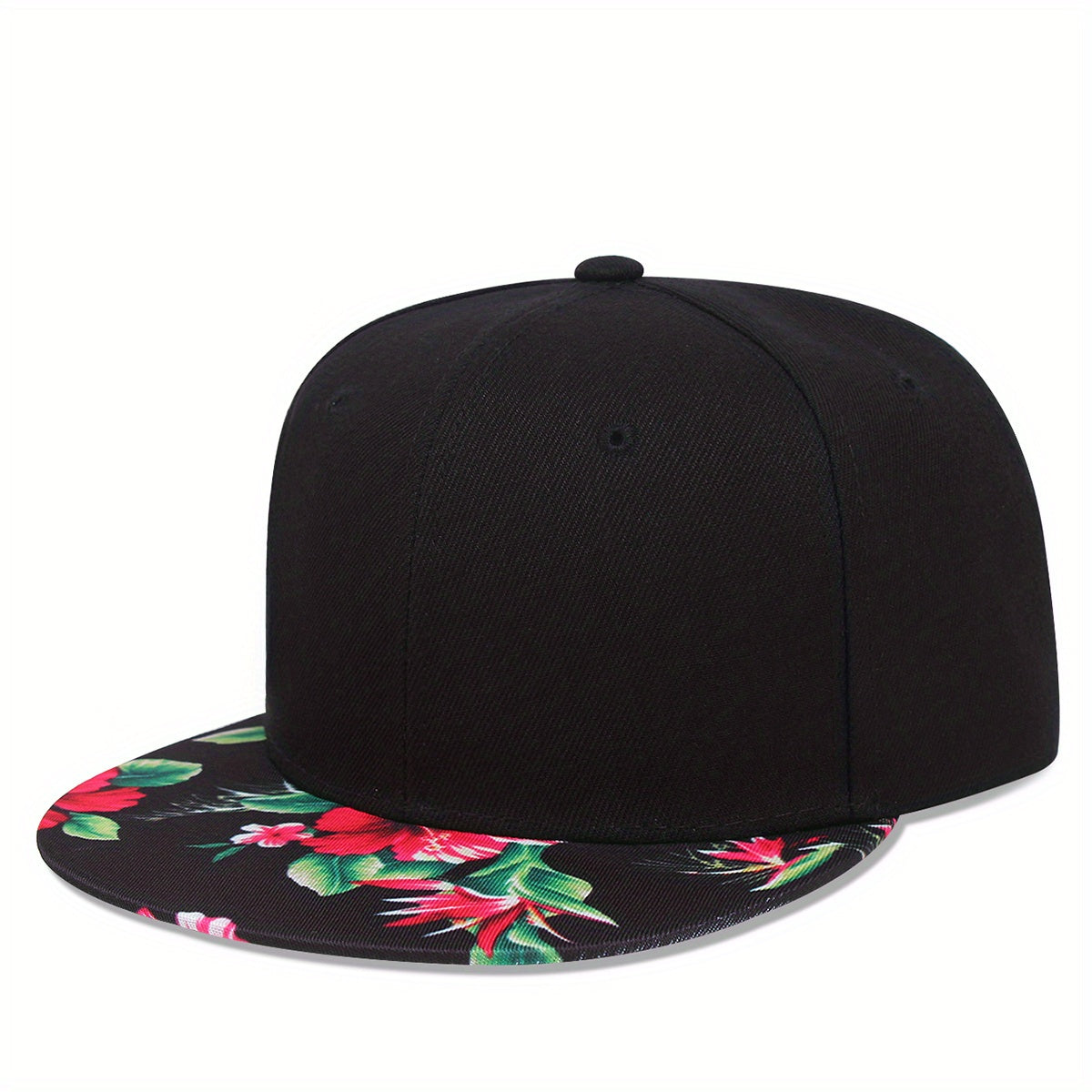 Men's Flower Brim Multicolor Hip Hop Snapback Sun Cap