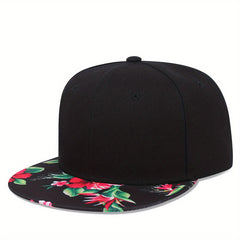 Men's Flower Brim Multicolor Hip Hop Snapback Sun Cap
