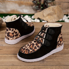 Leopard Pattern Winter Fleece Lined Snow Boots
