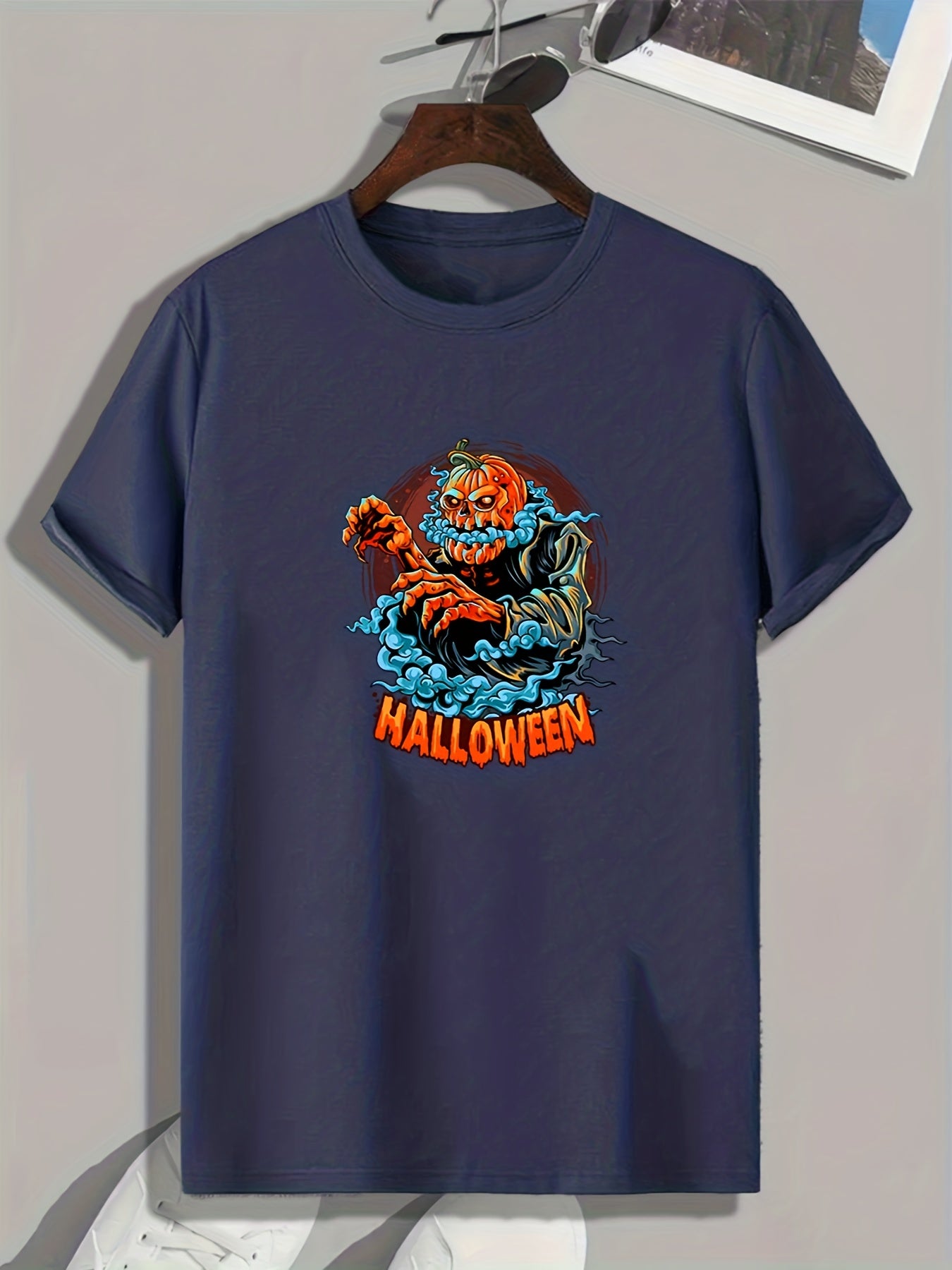 Halloween Pumpkin Devil Pattern T shirt For Men Short Sleeve Top