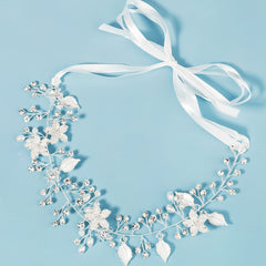 Bridal Headpiece Leaf Rhinestone Hair Pearl Crystal Party Headband