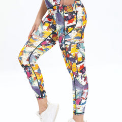 Printed High Waist Yoga Pants with Side Pocket