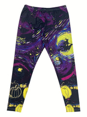 Women's Plus Witch & Pumpkin Print High Rise Yoga Leggings