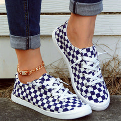 Women's Checkerboard Canvas Slip-On Shoes