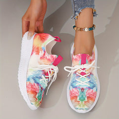 Tie Dye Lace Up Athletic Mesh Sneakers for Women