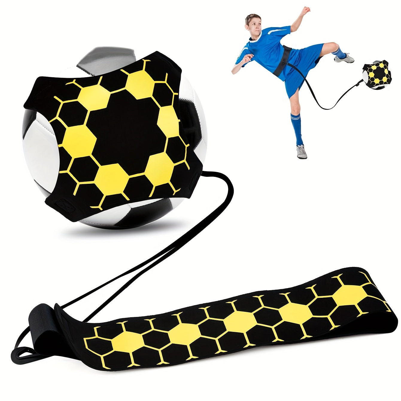 Soccer Kick Trainer Ball Elastic Juggling Net Belt