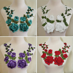 2pcs Ethnic Style Flower Embroidery Applique Patches For Skirt Sew On Clothing