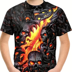 Halloween Skull 3D Print Casual T shirt Graphic Tees Street Wear Kids Clothes