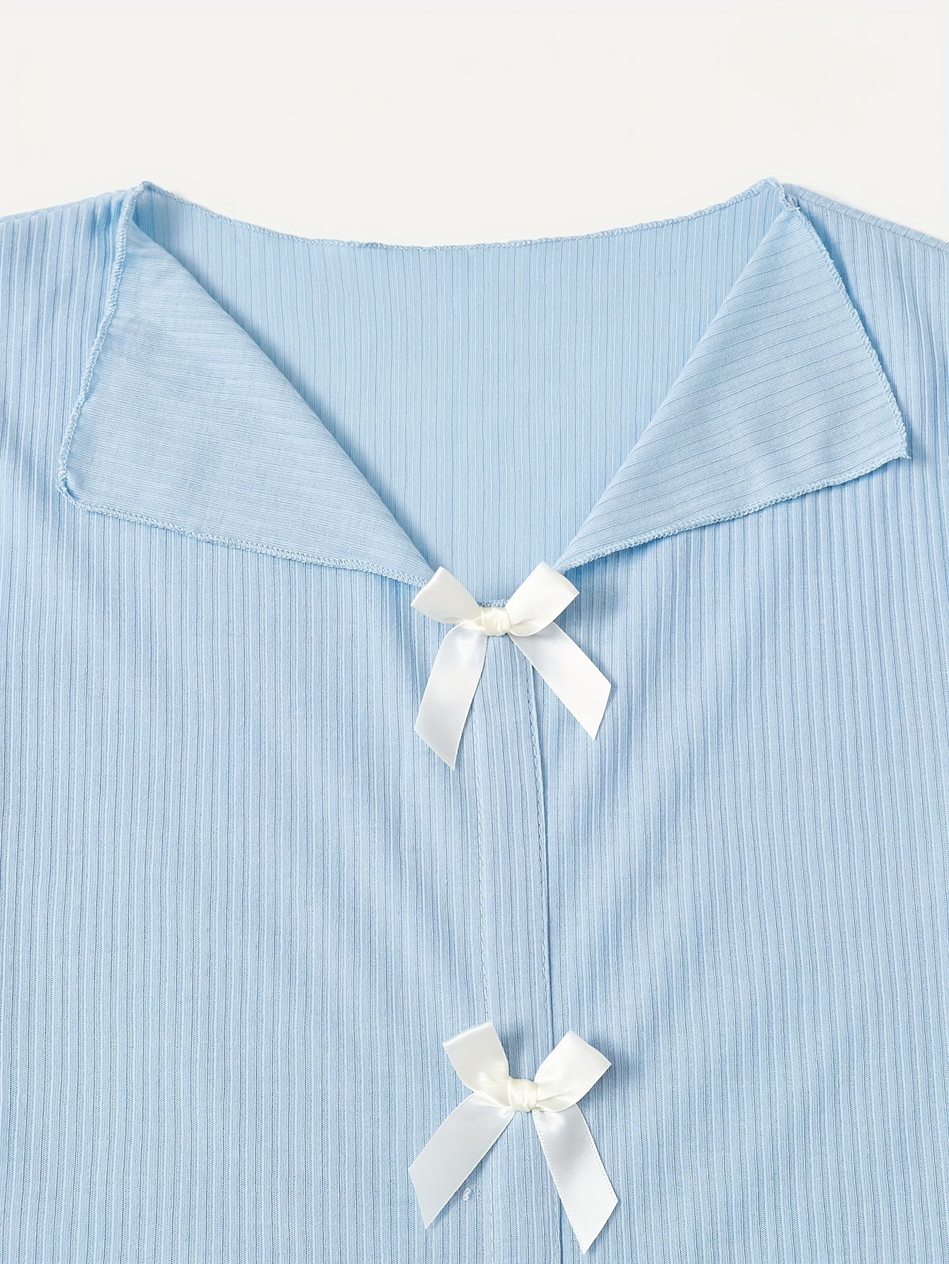 Bow Ribbed Lounge Set Top & Shorts Women's Loungewear