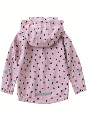 Girl's Soft Shell Hooded Jacket - Windproof & Waterproof Zip Up Fleece