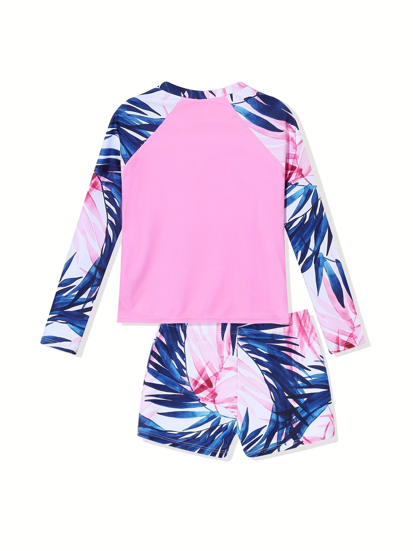 Tropical Plants 2pc Long Sleeve Swimsuit Set for Girls