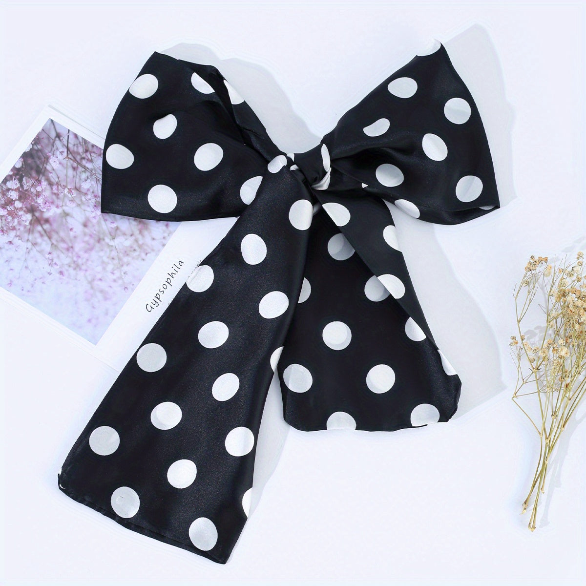 Polka Dot Printed Skinny Scarf Block Long Ribbon Necktie Twilly Scarf