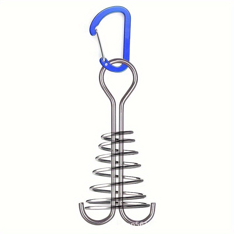 2pcs Stainless Steel Tent Ground Anchor Pegs With Carabiner