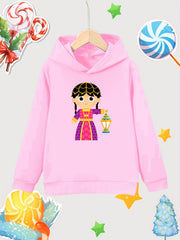 Girl Lantern Print Cotton Hooded Sweatshirt