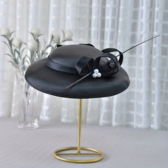 Hepburn Style French Fascinator Hats Faux Pearl Decor Derby Hats