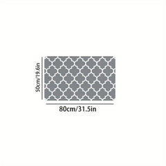 Grey Geometric Moroccan Kitchen Rug - Absorbent Non Slip Floor Mat