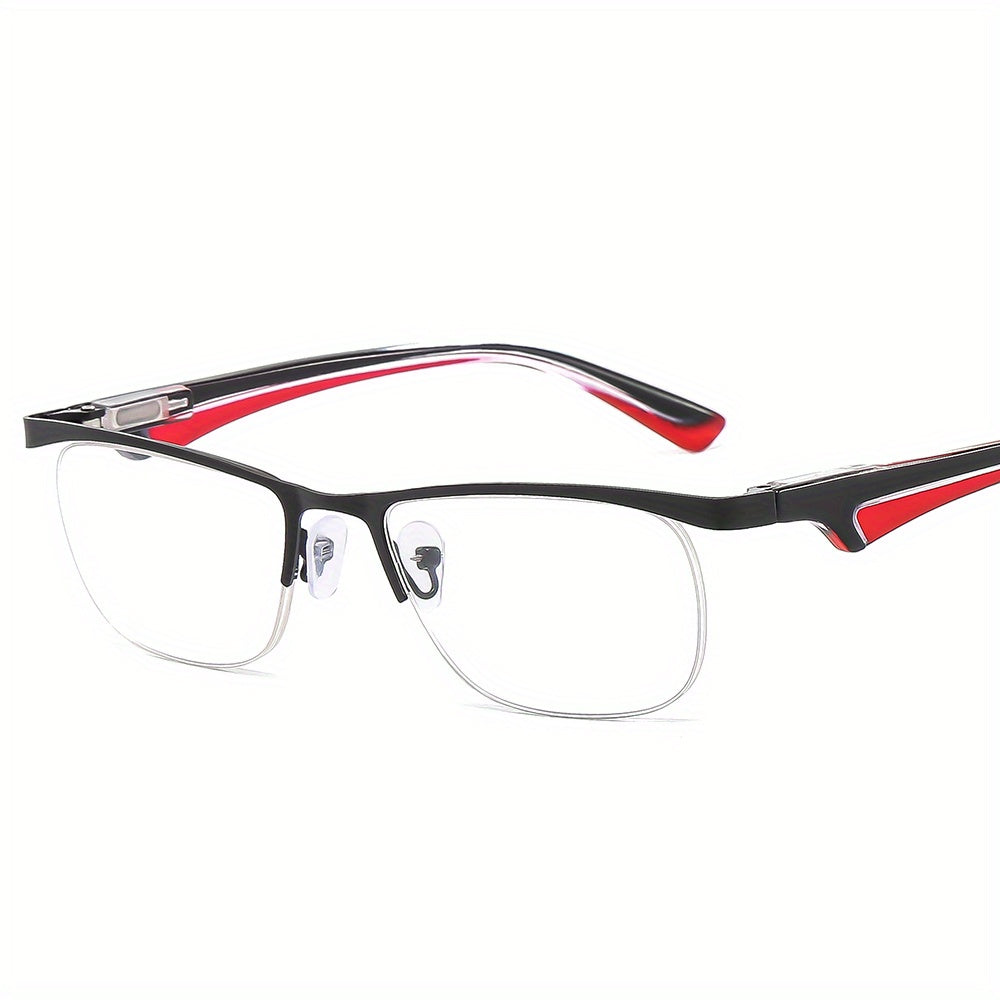Men's Half Frame Metal Retro Glasses Anti Light Reading Glasses