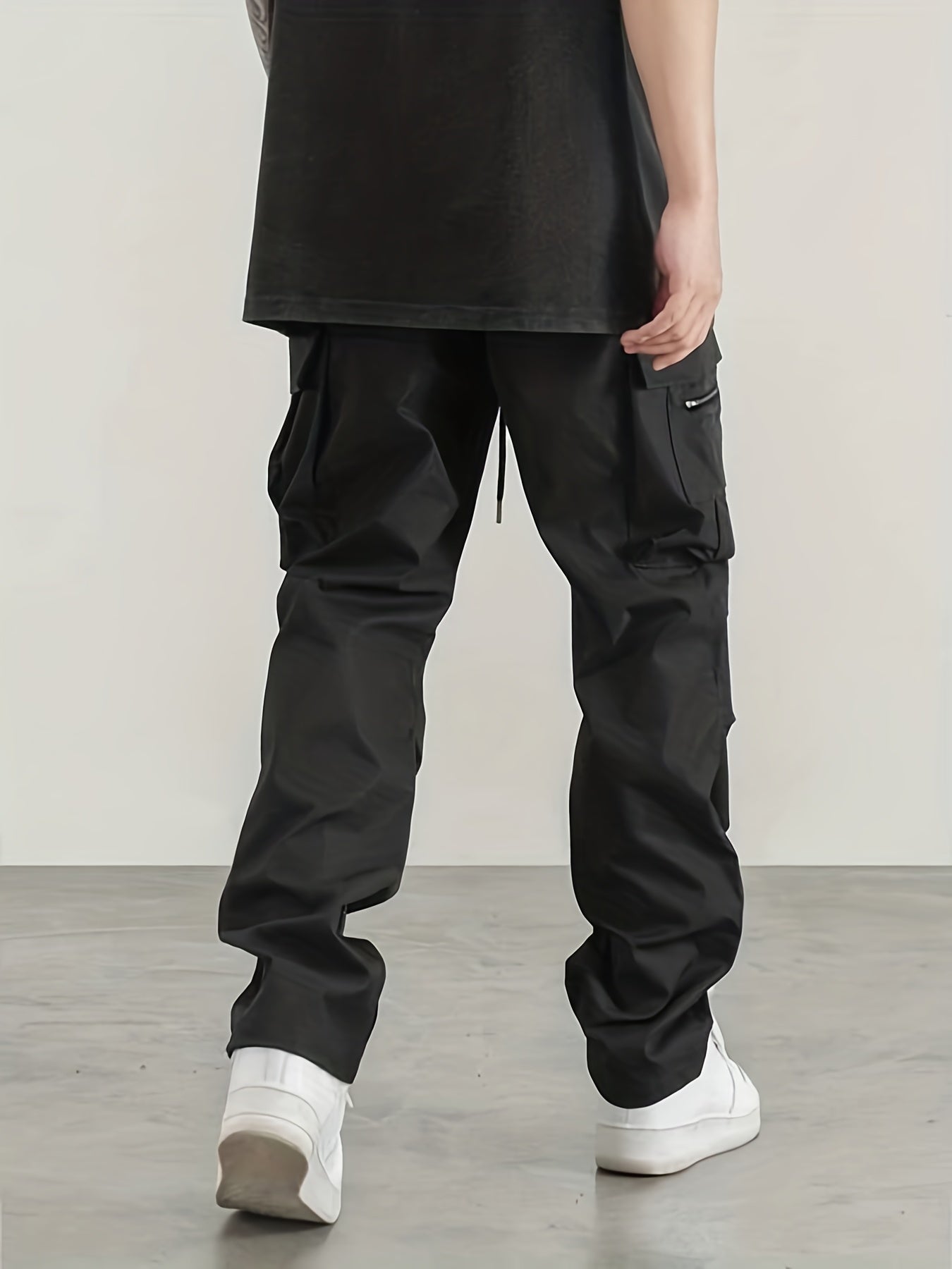 Men's Cargo Pants Regular Pocket Waist Drawstring Work Pants