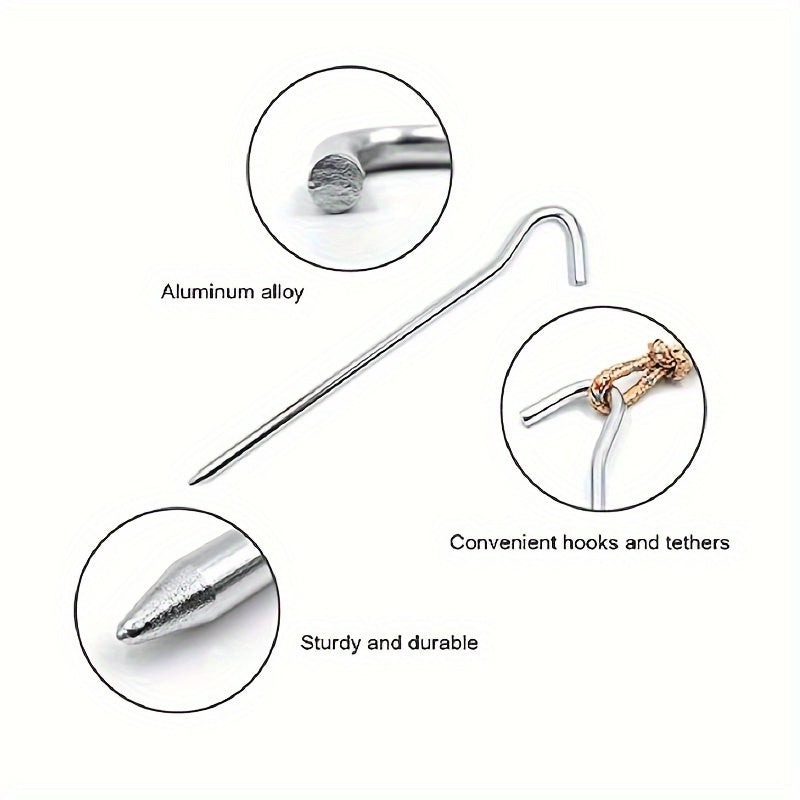12pcs Aluminum Canopy Nails Tent Pegs Ground Nails Camping Accessories