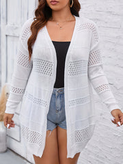 Solid Hollow Out Long Sleeve Cardigan