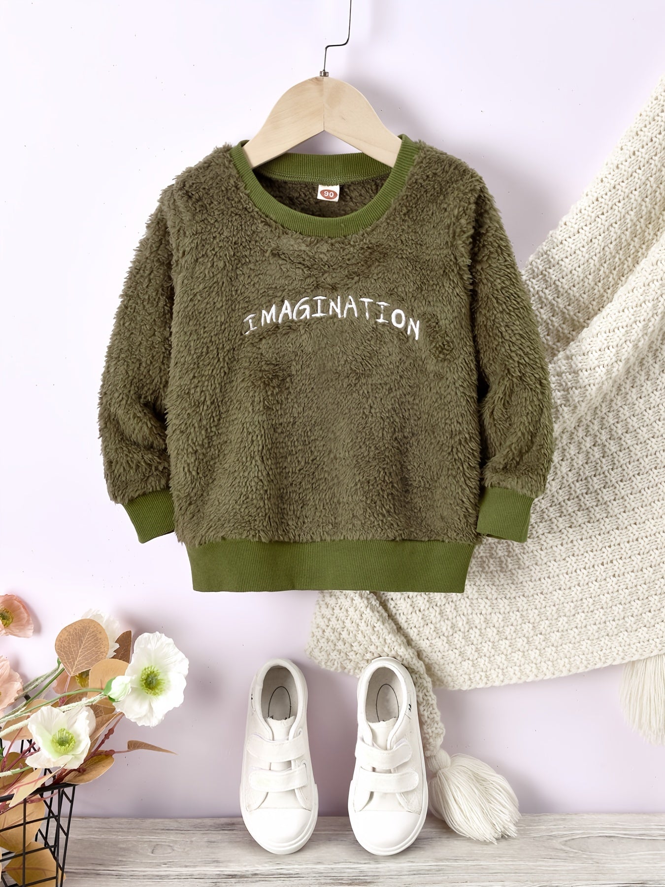 Kids Plush Letter Print Sweatshirt Tops - Boys & Girls
