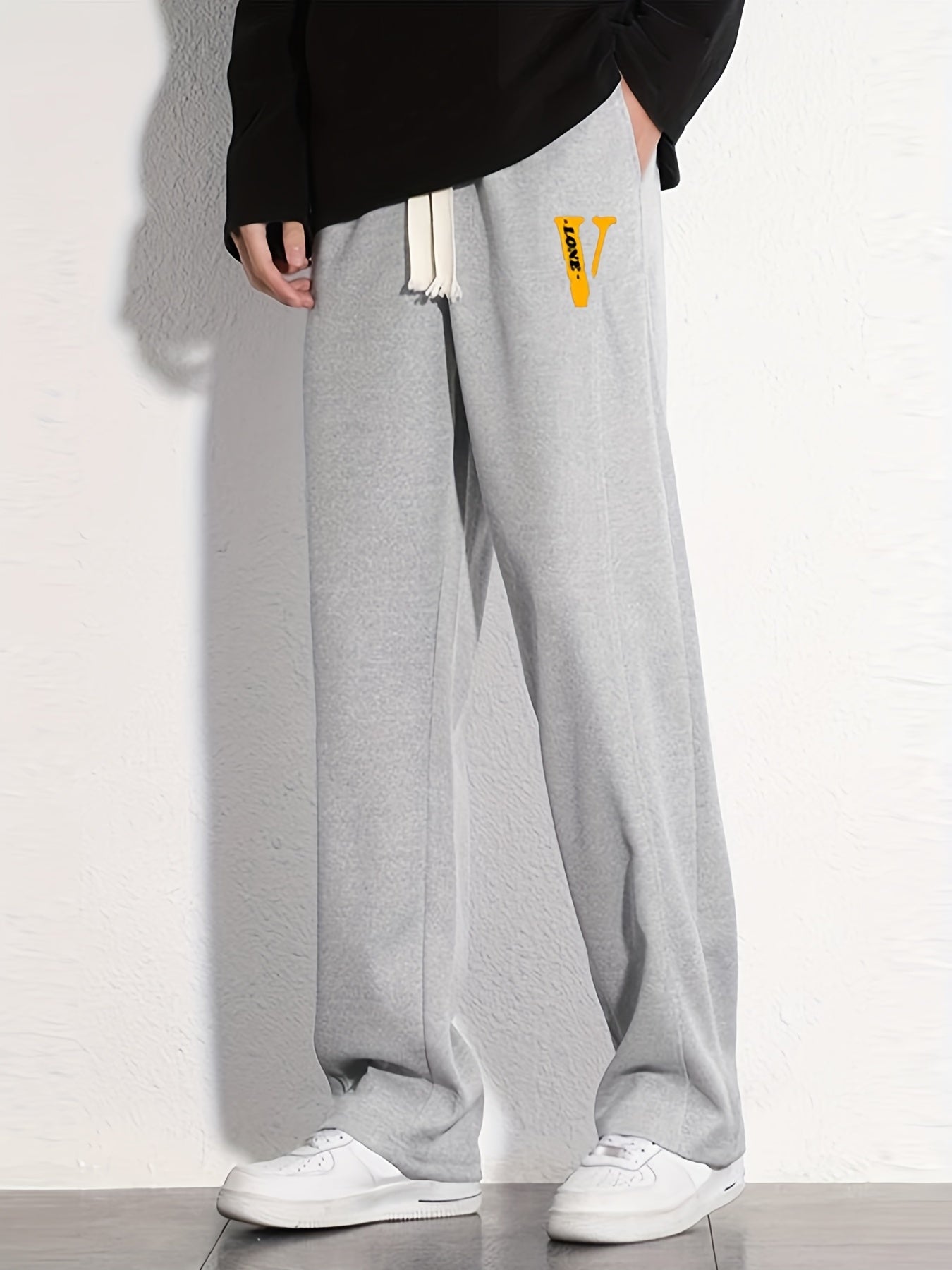 Love Graphic Print Men's Loose Sweatpants Casual Drawstring Jogger Pants